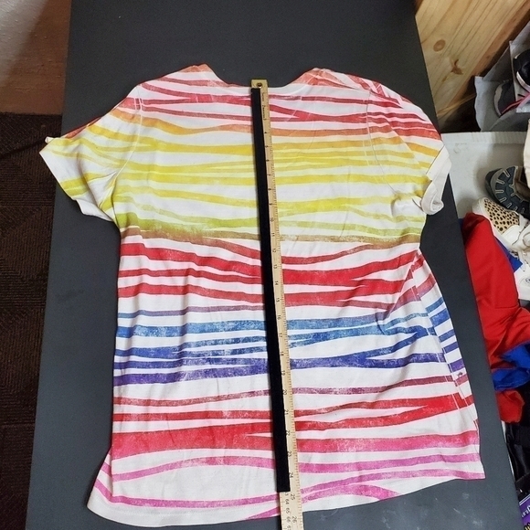 The Ohio State Buckeyes Shirt Women 2XL Rainbow Striped Crew Neck - Picture 4 of 7